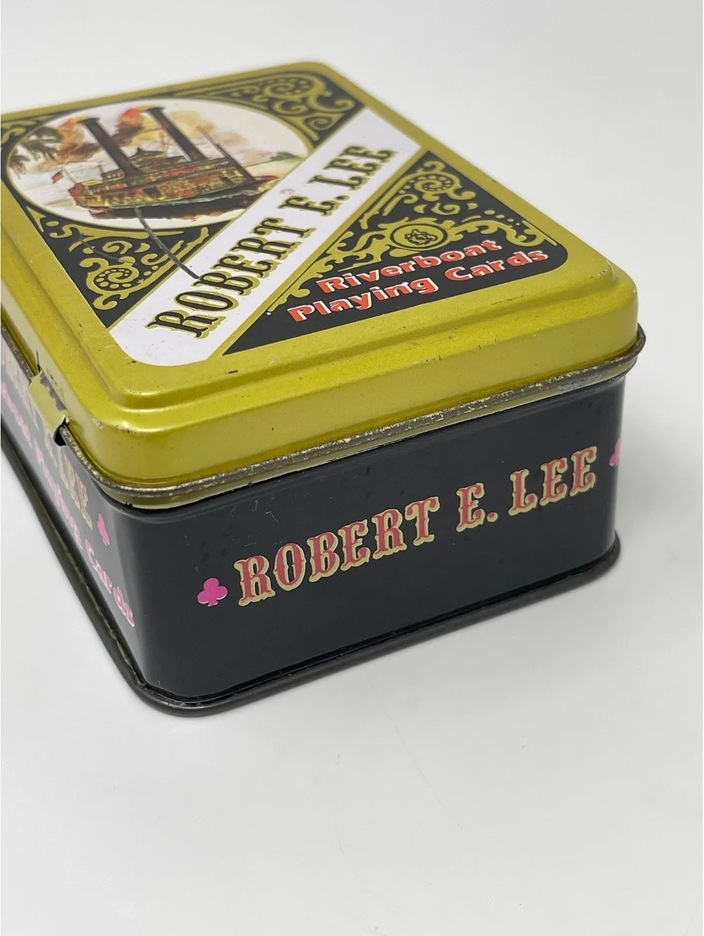 Vintage Robert E Lee Riverboat Playing Cards Deck Tin Case Novelty Trick Cards